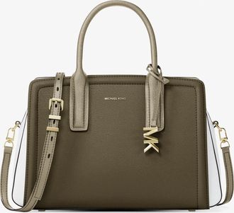 Michael Kors Laila Medium Color-Block Pebbled Leather Satchel