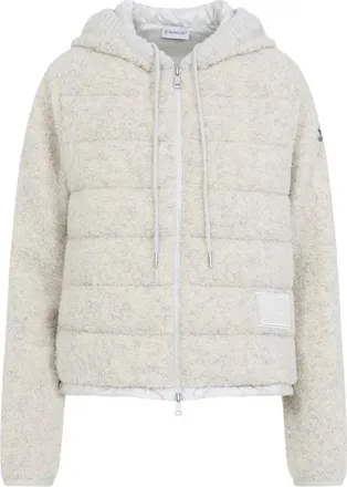 Moncler Jassen, Dames, Wit, M, Katoen, Teddy Quilt Fleece Jas