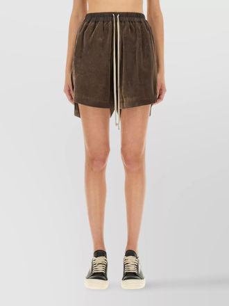 Rick Owens velvet texture elastic waistband shorts