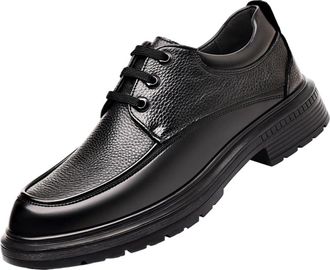 Generic Mens Slip Resistant Dress Shoes Low Cut Leather Height Increasing Business Casual Oxford for Office Professionals Versatile Work and Daily Wear(8.5) B