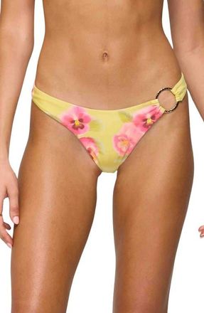 Edikted Miley Floral O-Ring Bikini Bottoms in Yellow at Nordstrom, Size X-Small