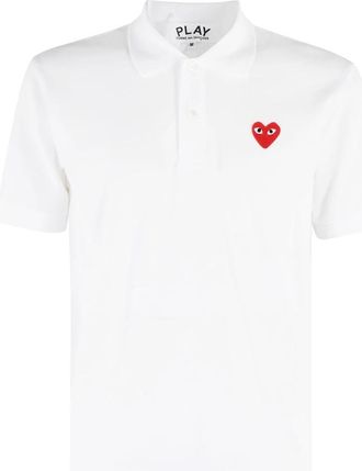 Comme Des Gar&ccedil;ons Rood Hart Polo Shirt - Heren - Polos - Wit - XL - Katoen - Tops