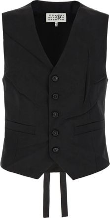 Maison Margiela M35436 Waistcoat - Heren - Bodywarmers - Zwart - S - Wol - Jassen