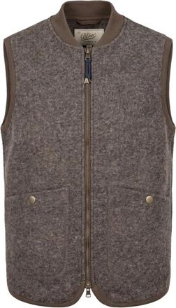 Bl'ker Boiled Wool Vest Wolf - Heren - Bodywarmers - Bruin - M - Wol - Jassen