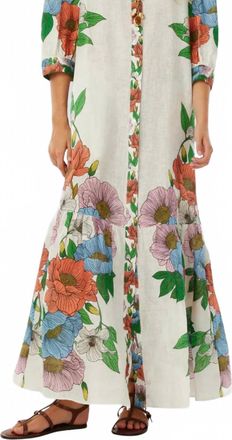 Borgo De Nor Bianca Salento Print Linen Dress In Multicolor