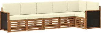 vidaXL Conjunto De Sof&aacute;s De Exterior 5 Uds. Natural Y Crema Vidaxl
