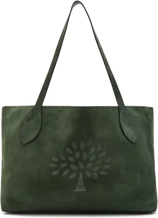 Mulberry Oversized Logo-debossed Suede Tote bag - Green - One Size