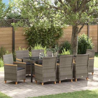 vidaXL Conjunto De Comedor De Jard&iacute;n 9 Pcs Gris Rat&aacute;n Sint&eacute;tico Vidaxl