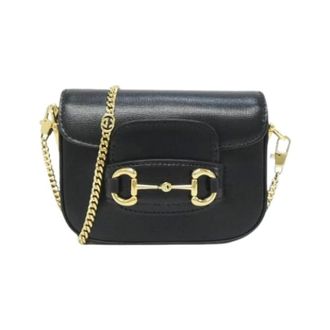 Gucci Pre-owned Mini Bags, female, Black, Size: ONE SIZE Pre-owned Horsebit 1955 Leather Shoulder Bag