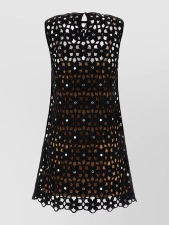 Michael Kors crochet mini dress sleeveless lace floral hem