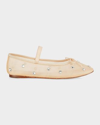Loeffler Randall Leonie Crystal Mesh Ballerina Flats
