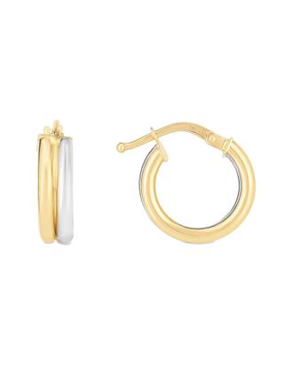 Italian Gold, Inc 14K Italian Two-Tone Gold Double Row Hoops