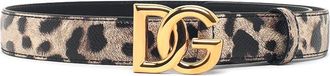 Dolce & Gabbana D Leopard Leather Logo Belt
