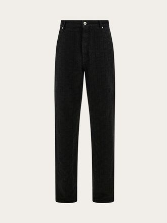 Ferragamo Black Jacquard Cotton Trousers, Brand Size 48 (US Size 32)