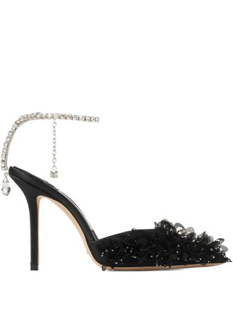 Jimmy Choo London 100mm Saeda pumps - women - Fabric/Leather/Leather - 37,5 - Black