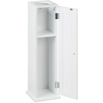 Relaxdays Relaxdays Bathroom Cabinet, Toilet Roll, Free-standing, Wooden, Storage, 2 Shelves, HxWxD: 65x19.5x19.5 cm, MDF, White