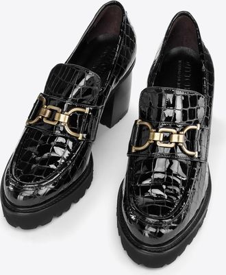 Wittchen Dames Patent Leather Croco Buckle Pumps Zwart Patent Leather