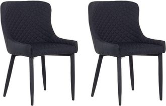 Beliani Beliani - Set of 2 Fabric Dining Side Chair Diamond Stitching Upholstery Black Solano