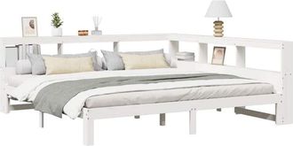 vidaXL Vidaxl - Cama Con Estanter&iacute;a Sin Colch&oacute;n Madera Maciza Blanca 180x200 Cm