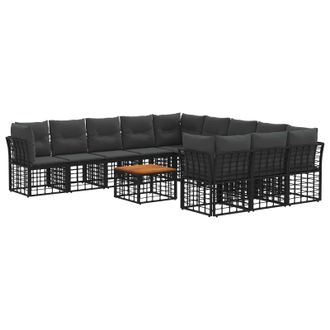vidaXL Conjunto De Sof&aacute;s De Exterior 12 Pcs Negro Y Gris Oscuro Vidaxl