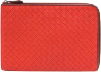 Bottega Veneta Pre-owned Vintage Clutch Bag - Heren - Vintage Accessoires - Rood - ONE Size - Leer - Vintage