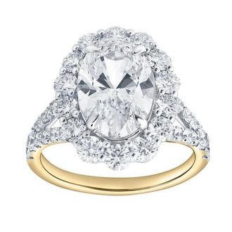 LuvMyJewelry Sabina 14K Yellow Gold Oval Lab Grown Diamond Halo Engagement Ring - 4.7 Ct at Nordstrom, Size 5.5