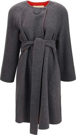 Valentino Mantel met ceintuur van wol en kasjmier - Dames - Mantels - Grijs - Maat: L Wol