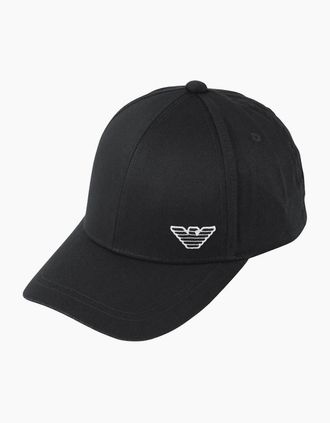 Emporio Armani Mens Embroidered Eagle Black Cap - Size: ONE size
