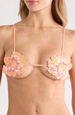 Maaji Florence Beaded Flower Bikini Top in Pink at Nordstrom Rack, Size Medium