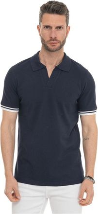 Fay Buttonless Polo Shirt - Heren - Polos - Blauw - 3XL - Katoen - Tops