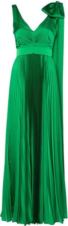 Nissa bow-detail pleated maxi dress - women - Polyester/Viscose/Spandex/Elastane - 36 - Green