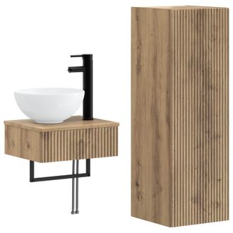 vidaXL Juego De Muebles De Ba&ntilde;o 2 Uds. Roble Artisan Vidaxl