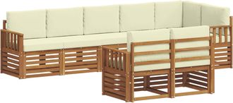 vidaXL Conjunto De Sof&aacute;s De Exterior 8 Uds. Natural Y Crema Poli&eacute;ster Vidaxl