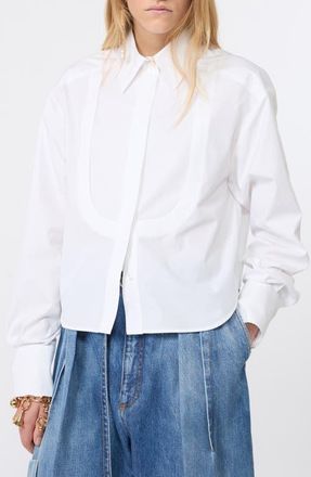 Sportmax Boxy Cotton Poplin Button-Up Shirt in Optical White at Nordstrom, Size 10