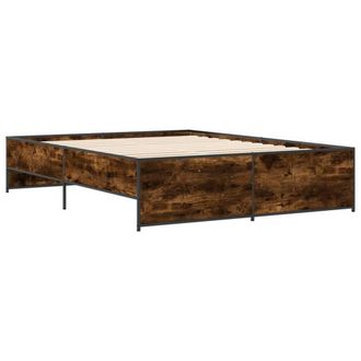 Berkfield Home Durable Bed Frame without Mattress Smoked Oak 140x200 cm in Brown