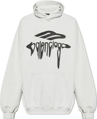 Balenciaga Bedrukte Sweatshirt - Heren - Hoodies - Grijs - M - Katoen - Hoodies & sweatvesten