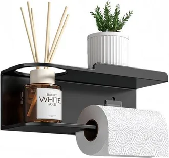 OEM Portarrollos Papel Higi&eacute;nico, Portarrollos Papel Higi&eacute;nico Estante, Organizador Ba&ntilde;o Acero Inoxidable Montaje Tornillos Autoadhesivos, Negro