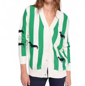 Vilagallo Stripe Dachshunds Cardigan In Green