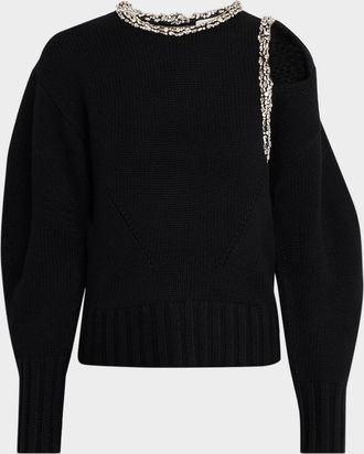 SIMKHAI Monroe Embellished Cut-Out Sweater
