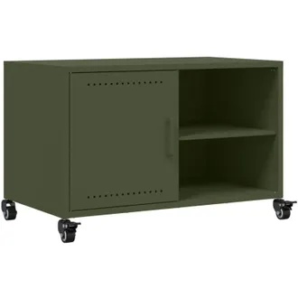 vidaXL Vidaxl - Mueble De Tv De Acero Verde Oliva 68x39x43,5 Cm