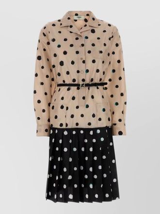 Fendi silk printed knee-length dress