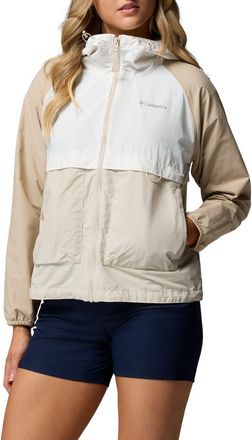 Columbia Spire Valley Water Repellent Windbreaker in Dark Stone/Sea Salt/Fossil at Nordstrom, Size Xx-Large