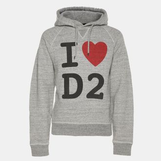 Dsquared2 Grey Graphic-Print Cotton Hoodie
