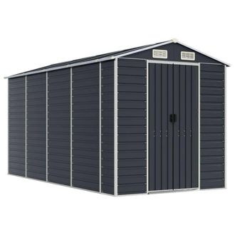 Berkfield Home Garden Shed Anthracite 191x385x198 cm Galvanised Steel in Charcoal | Size: 191 x 385 x 198 cm