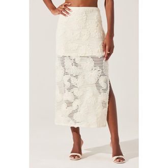 ASTR the Label Sol Flower Appliqu&eacute; Open Stitch Skirt in Cream at Nordstrom Rack, Size X-Small