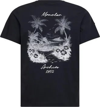 Moncler Mens T-Shirt Blue Cotton T-Shirts And Polos