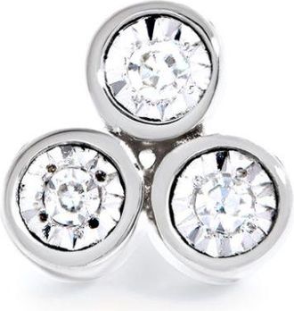 Monica Vinader Orecchino a bottone in oro bianco 14kt con diamanti - Argento