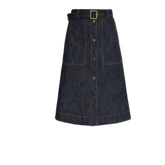 Moncler Denim Skirts, female, Blue, Size: 2XS Denim Knee-Length Skirt