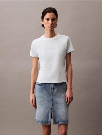 Calvin Klein Jeans Calvin Klein Womens Standard Logo Graphic Slim T-Shirt - Blue - XS