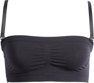 SKIMS Seamless Sculpt Bandeau Bra in Onyx at Nordstrom, Size X-Small